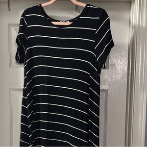Z Supply Black and White Striped Midi Dress